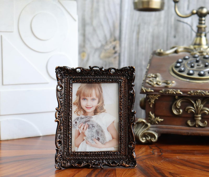Hymmah 2.5 * 3.5inch Mini Wallet Picture Frame عتيقة إطار الصورة مزخرفة إطار راتنجات مصنوعة يدويًا مع معرض الصور اللوحي والجدار - Image 5