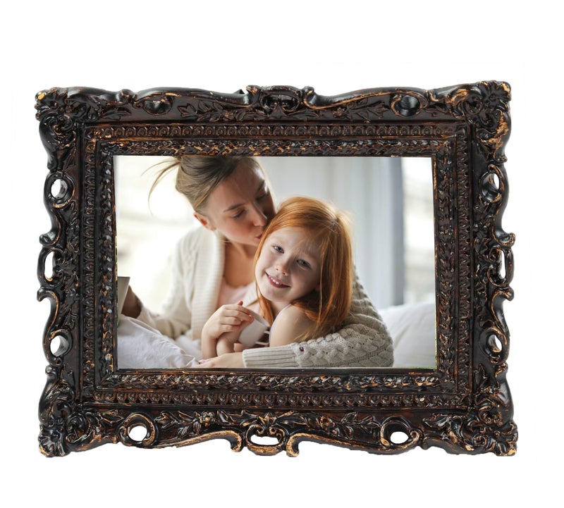 Hymmah 2.5 * 3.5inch Mini Wallet Picture Frame عتيقة إطار الصورة مزخرفة إطار راتنجات مصنوعة يدويًا مع معرض الصور اللوحي والجدار - Image 3