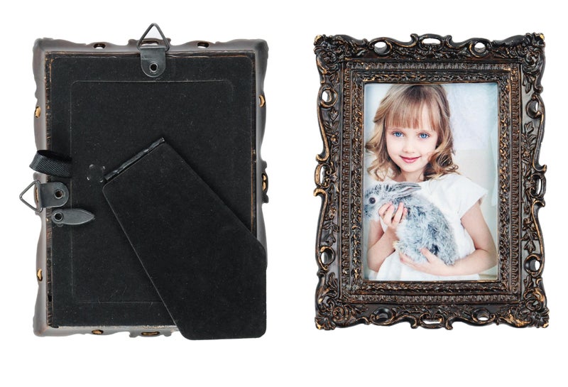 Hymmah 2.5 * 3.5inch Mini Wallet Picture Frame عتيقة إطار الصورة مزخرفة إطار راتنجات مصنوعة يدويًا مع معرض الصور اللوحي والجدار - Image 4
