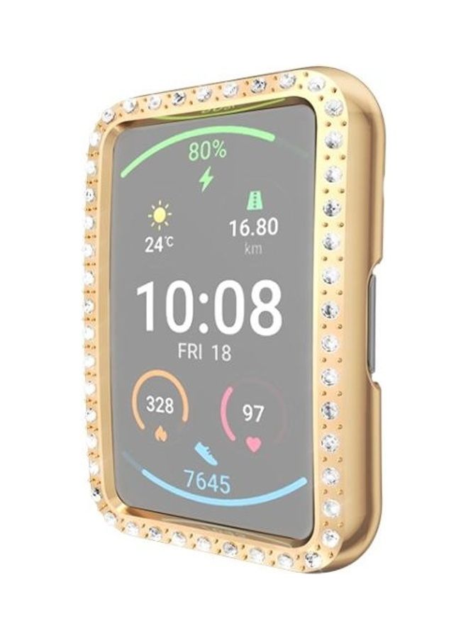 غطاء حماية واق بصف واحد من الألماس من البولي كربونات لساعة هواوي فيت ذهبي وردي - Image 1