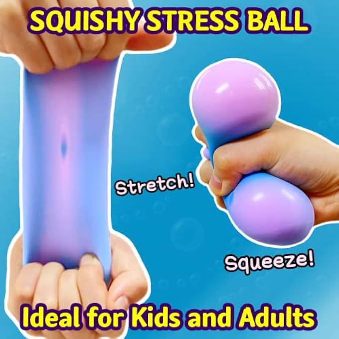 Kawaite Stretchy Dough Ball Squeeze Fidget Toy (1 Pack) Squishy Stress Balls for Kids and Adults, Funny and Soft Change Color Squeeze Ball, Great Gift, Ideal for Anxiety Relief, Autism, ADHD (Blue) - Image 3