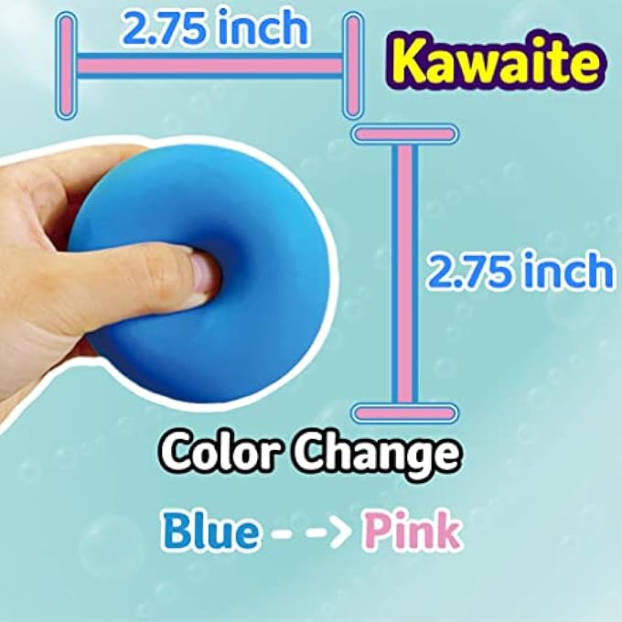 Kawaite Stretchy Dough Ball Squeeze Fidget Toy (1 Pack) Squishy Stress Balls for Kids and Adults, Funny and Soft Change Color Squeeze Ball, Great Gift, Ideal for Anxiety Relief, Autism, ADHD (Blue) - Image 4