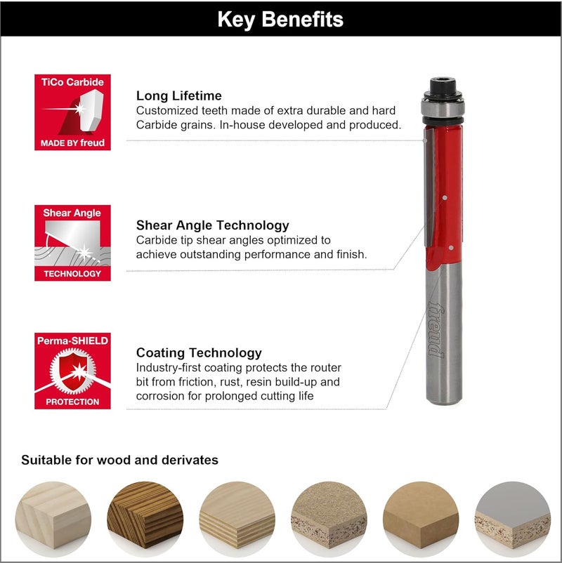 Freud BOSCH Group F03FR01933 Flush Trim Bit Wood 6mm - Image 5