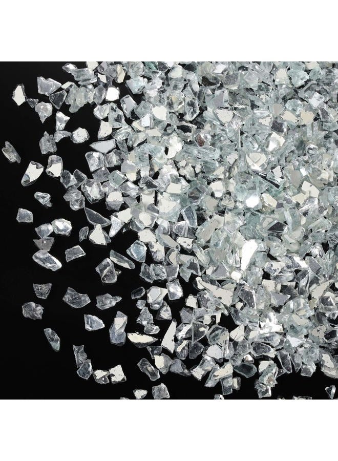 Patelai 2 Pound Broken Glass Pieces Reflective Tempered Crushed Glass Crushed Mirror Pieces Decorative Crush Glass for Pool, Bar, Vase, Fish Tank, Garden Decoration - Image 1