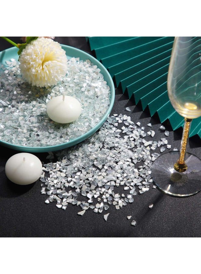 Patelai 2 Pound Broken Glass Pieces Reflective Tempered Crushed Glass Crushed Mirror Pieces Decorative Crush Glass for Pool, Bar, Vase, Fish Tank, Garden Decoration - Image 2