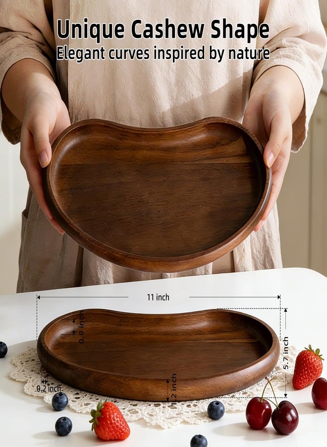 E-ROOM TREND Acacia Wood Serving Tray - Premium Craftsmanship Decorative Tray Irregular Handmade Catchall Plate for Keys, Snacks, Coffee Table Décor & Entryway Organization-10.9 * 5.7 * 1.18 inches - Image 3