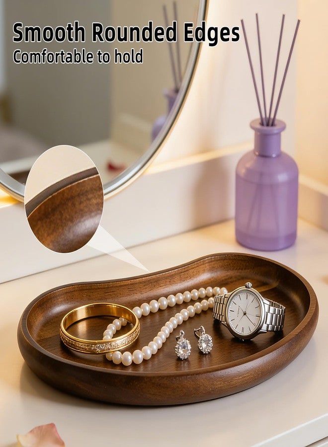 E-ROOM TREND Acacia Wood Serving Tray - Premium Craftsmanship Decorative Tray Irregular Handmade Catchall Plate for Keys, Snacks, Coffee Table Décor & Entryway Organization-10.9 * 5.7 * 1.18 inches - Image 5