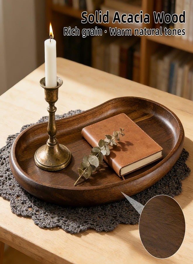 E-ROOM TREND Acacia Wood Serving Tray - Premium Craftsmanship Decorative Tray Irregular Handmade Catchall Plate for Keys, Snacks, Coffee Table Décor & Entryway Organization-10.9 * 5.7 * 1.18 inches - Image 4