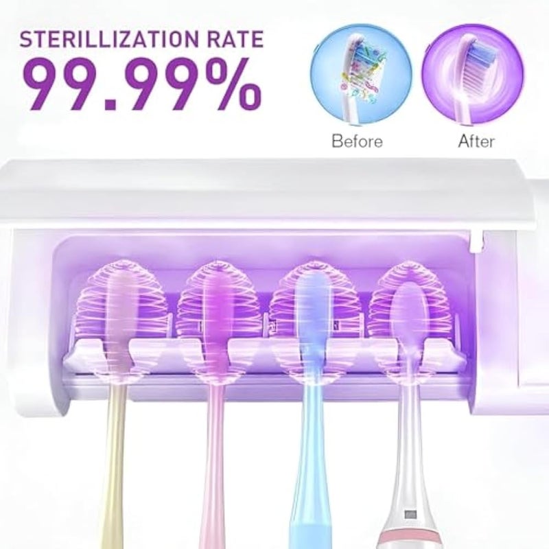 Toothbrush Sterilizer - Holder - Ultimate with Wall Mounted Cordless UV Sanitizer - designed for modern bathroom - providing a clean and organized space for your toothbrush. - Image 3