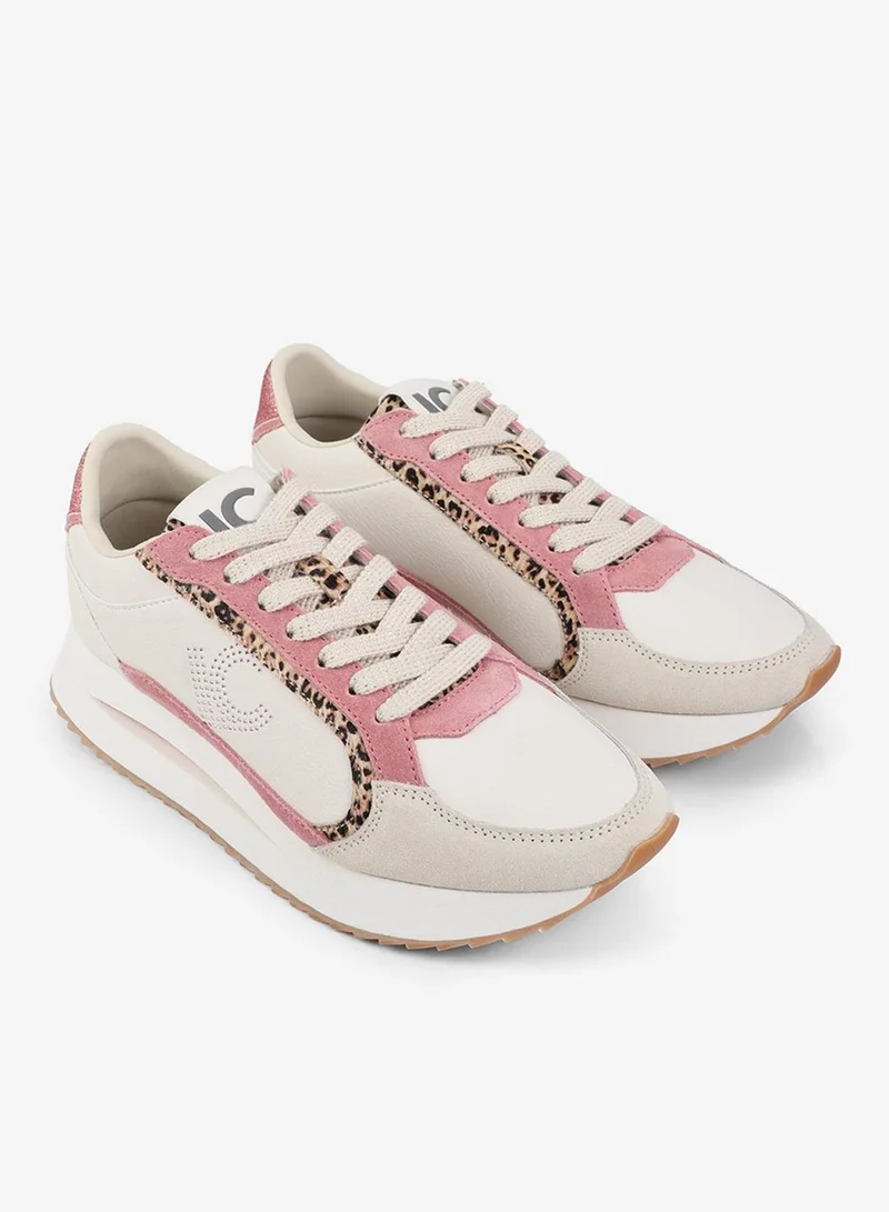 Lola Casademunt Bicolor Platform Sneaker with Combined Fabrics and Leather Details