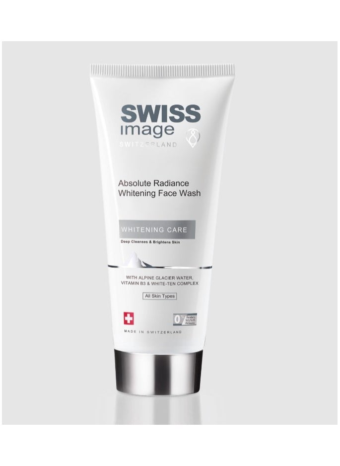 SWISS image Absolute Radiance Whitening Face Wash Brightening with Niacinamide, 200 ml, Deeply Cleanses, Removes Make Up, Gives Even Toned & Glowing Skin, Reduces Pigmentation & Blemishes, All Skin Types, Men & Women, Swiss Made  - Image 1