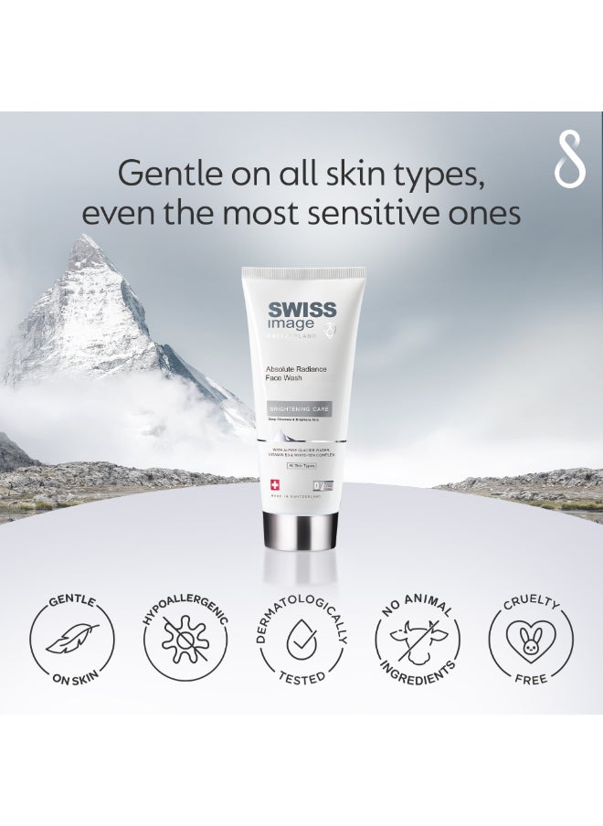 SWISS image Absolute Radiance Whitening Face Wash Brightening with Niacinamide, 200 ml, Deeply Cleanses, Removes Make Up, Gives Even Toned & Glowing Skin, Reduces Pigmentation & Blemishes, All Skin Types, Men & Women, Swiss Made  - Image 5