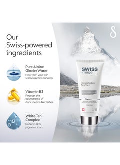 SWISS image Absolute Radiance Whitening Face Wash Brightening with Niacinamide, 200 ml, Deeply Cleanses, Removes Make Up, Gives Even Toned & Glowing Skin, Reduces Pigmentation & Blemishes, All Skin Types, Men & Women, Swiss Made  - Image 3