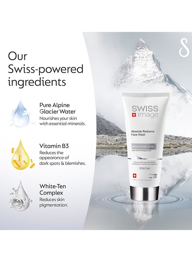 SWISS image Absolute Radiance Face Wash Brightening Care with Niacinamide, 200 ml, Deeply Cleanses, Removes Make Up, Gives Even Toned & Glowing Skin, Reduces Pigmentation & Blemishes, All Skin Types, Men & Women, Swiss Made (Packaging May Vary) - Image 3