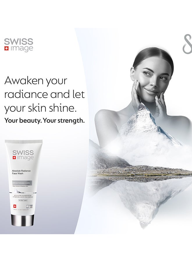 SWISS image Absolute Radiance Face Wash Brightening Care with Niacinamide, 200 ml, Deeply Cleanses, Removes Make Up, Gives Even Toned & Glowing Skin, Reduces Pigmentation & Blemishes, All Skin Types, Men & Women, Swiss Made (Packaging May Vary) - Image 2