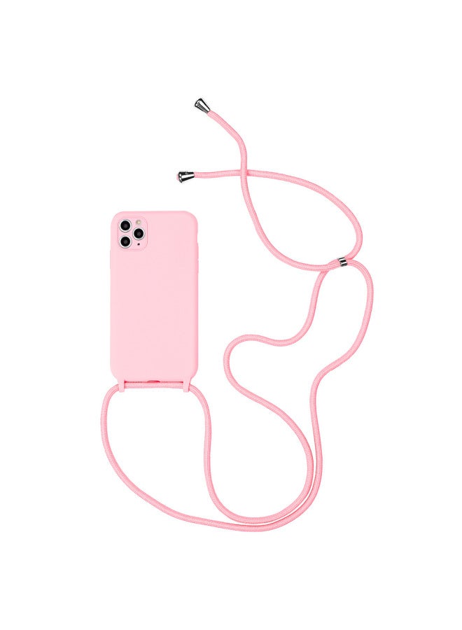 Silicone Phone Case With Lanyard For Iphone15PRO All-inclusive Fine Hole Silicone With Nylon Rope Manufacturers-Color:Black-Applicable Model:IP 15