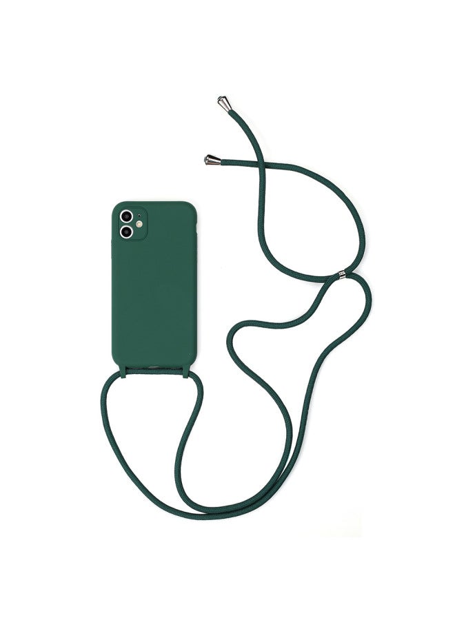 Silicone Phone Case With Lanyard For Iphone15PRO All-inclusive Fine Hole Silicone With Nylon Rope Manufacturers-Color:Black-Applicable Model:IP 15