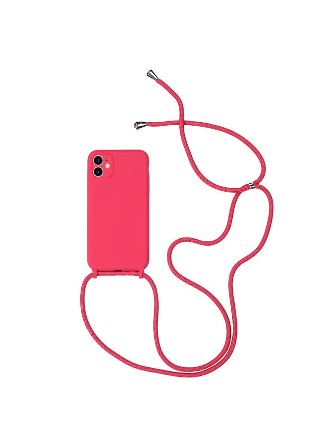 Silicone Phone Case With Lanyard For Iphone15PRO All-inclusive Fine Hole Silicone With Nylon Rope Manufacturers-Color:Black-Applicable Model:IP 15