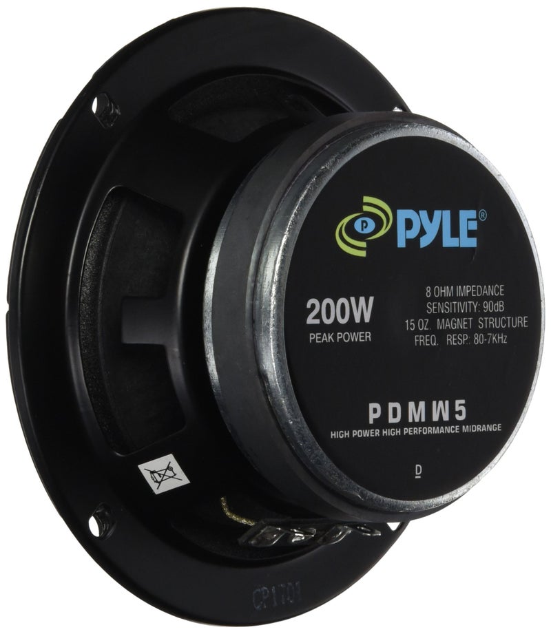 Pyle 5 Inch Car Midrange Driver - 200 Watt High Powered Car Audio Sound Component Speaker System w/ High Temperature Kapton Voice Coil, 80Hz-7kHz Frequency, 90 dB, 8 Ohm, 15 oz Magnet - PDMW5 - Image 2