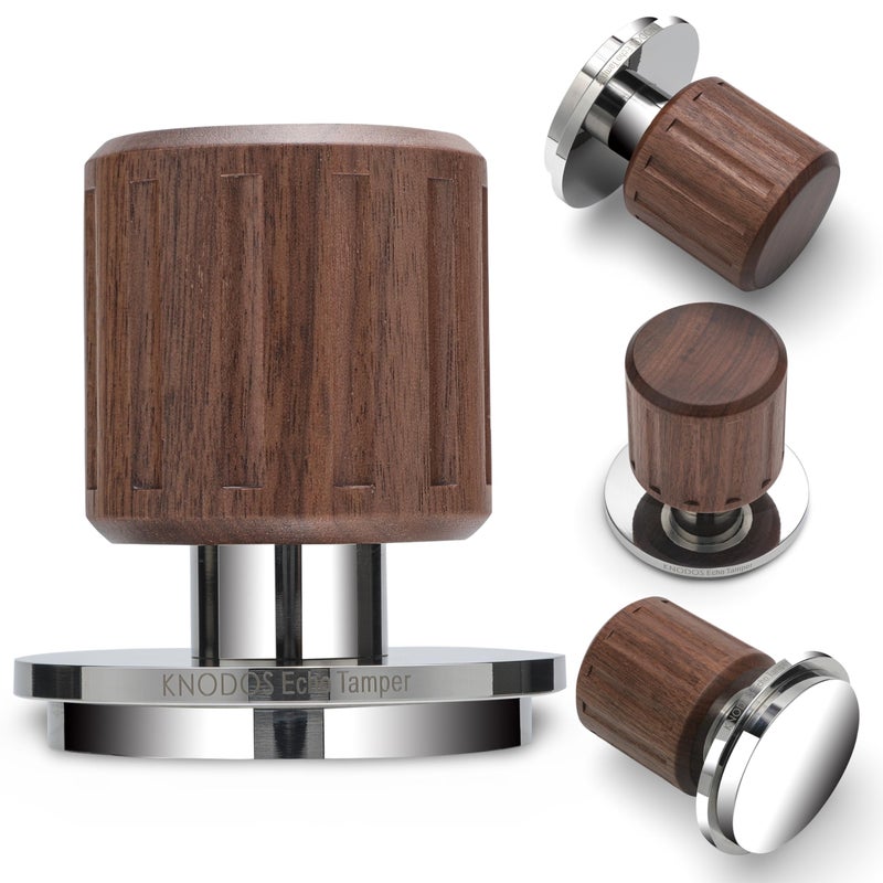 KNODOS Echo Calibrated Espresso Tamper 54mm with Click Feedback, 30lb Spring, Walnut Handle for Breville Portafilters - Image 1
