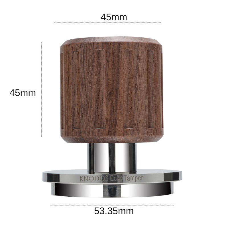 KNODOS Echo Calibrated Espresso Tamper 54mm with Click Feedback, 30lb Spring, Walnut Handle for Breville Portafilters - Image 5