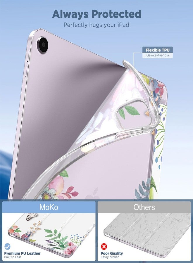 MoKo for iPad Air 13 inch Case M2 2024, iPad Air 13 Case with Soft Translucent Frosted TPU Back Cover, Slim Smart Folio Protective iPad Air 13" Case, iPad Air 13 inch Cover,Fragrant Flowers - Image 3