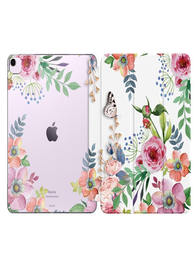 MoKo for iPad Air 13 inch Case M2 2024, iPad Air 13 Case with Soft Translucent Frosted TPU Back Cover, Slim Smart Folio Protective iPad Air 13" Case, iPad Air 13 inch Cover,Fragrant Flowers - Image 1