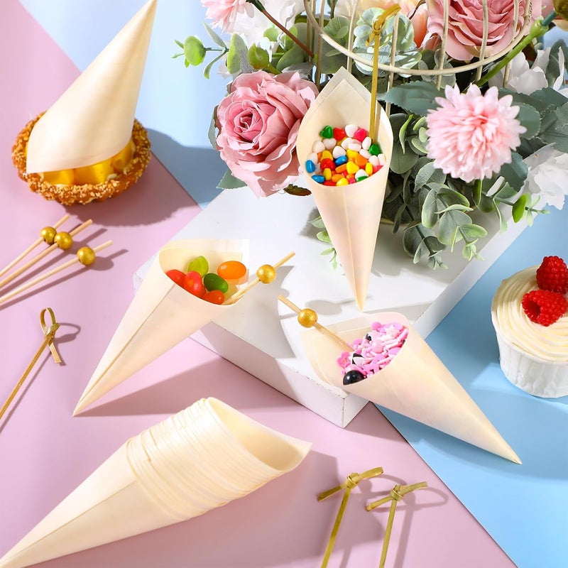Queekay 300 Pcs Charcuterie Cones Gold Pearl Cocktail Picks and Charcuterie Sticks for Appetizers Drinks Charcuterie Parties Catering Events Fruit Party Wedding Birthday Party Supplies - Image 4
