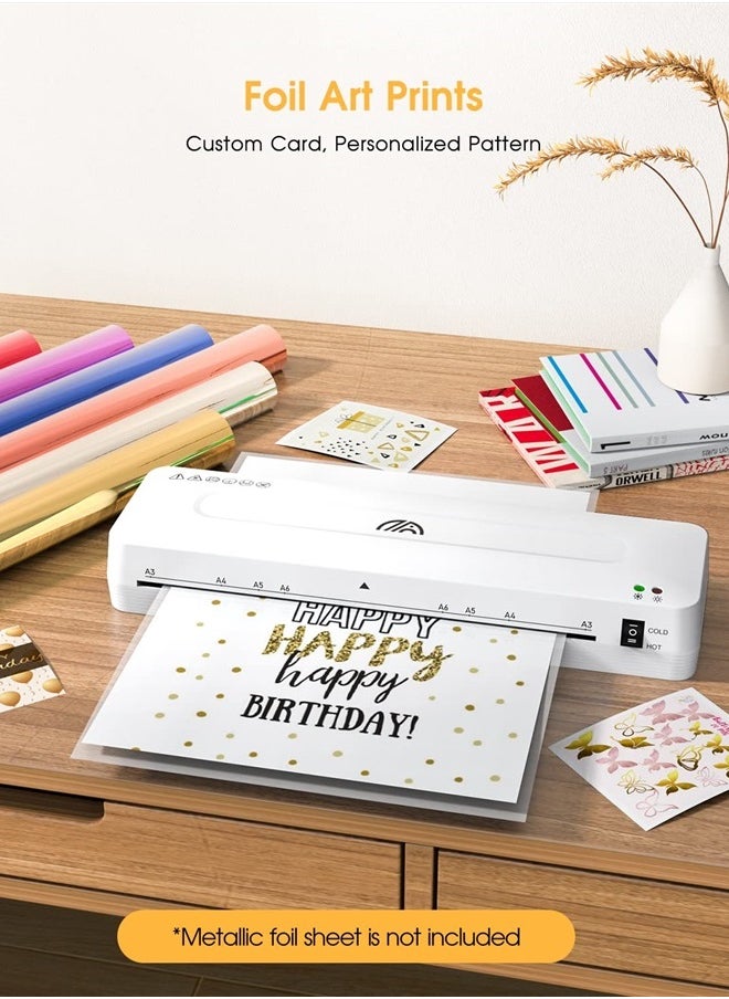 Laminator Machine,13 Inches A3 Laminator for A3/A4/A5/A6,Hot and Cold Settings,with 20pcs Laminating Sheets Pouches,Paper Trimmer,Hole Puncher,and Corner Rounder for Home Office School