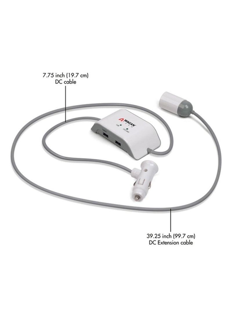 واجان شاحن سيارة مدمج بقدرة 4.8 أمبير مزود بمنفذ USB مزدوج وواقي بطارية أبيض ورمادي - Image 4