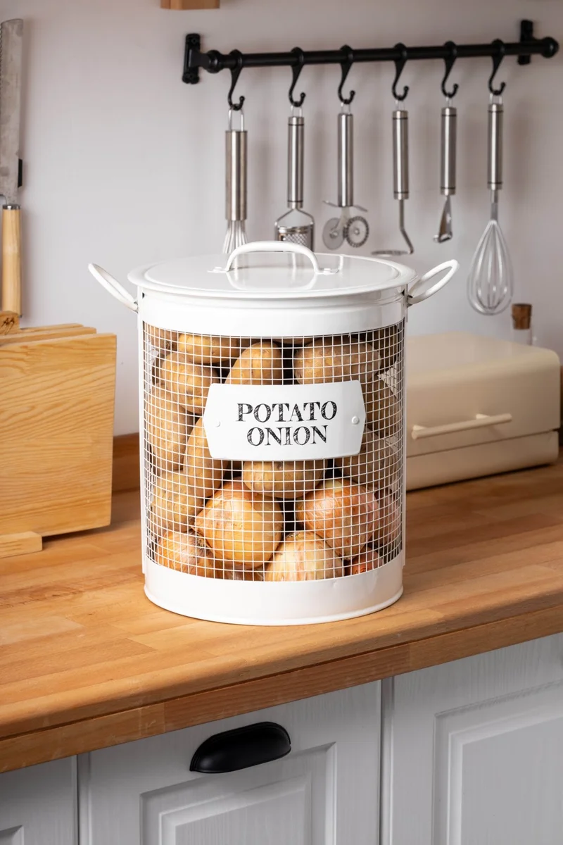 FH finehome Marta Telli Potato Onion Storage Container White