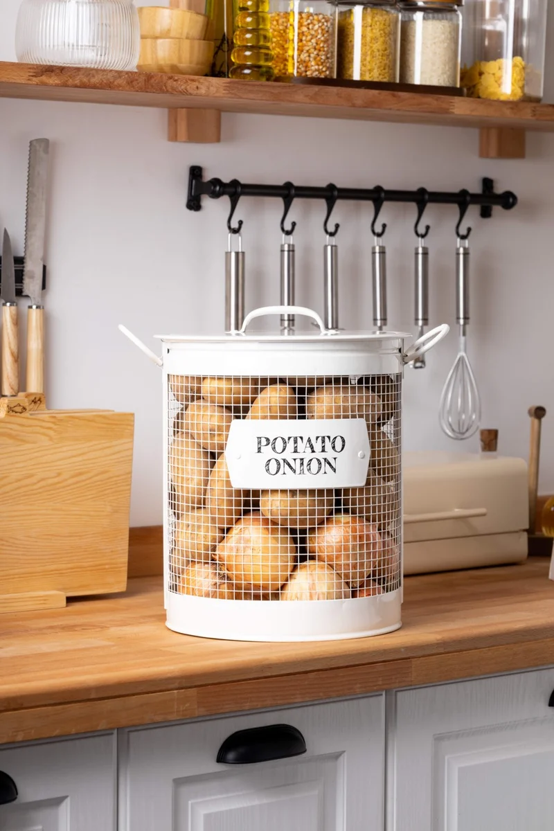 FH finehome Marta Telli Potato Onion Storage Container White