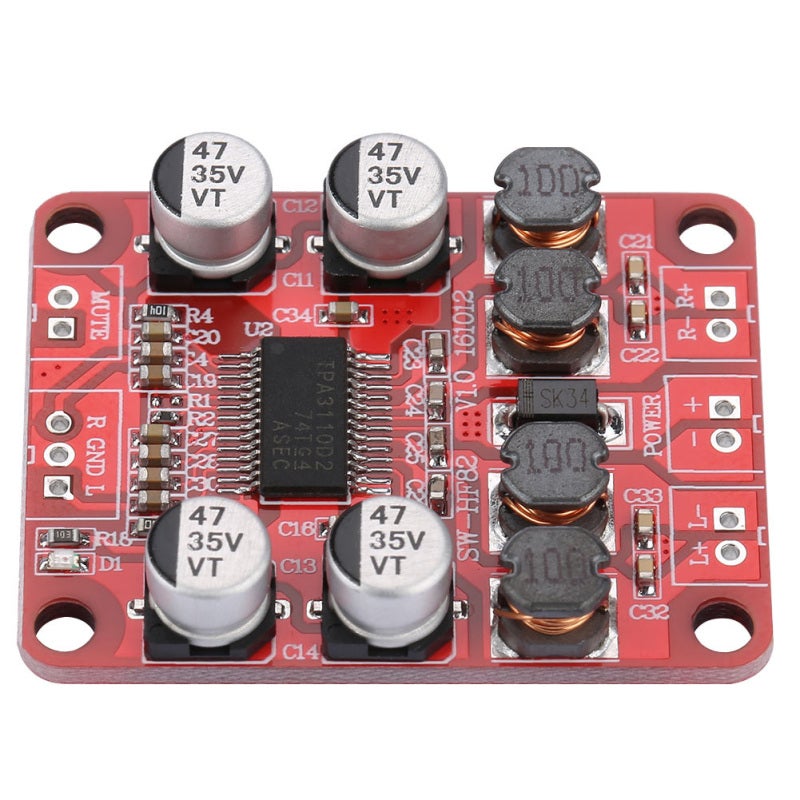 TPA3110 Audio Amplifier Board 2x15W Dual Channel Stereo - High Efficiency Power Amplifier with Reverse Connection Protection for 4-10 Ohm Speakers - Image 1