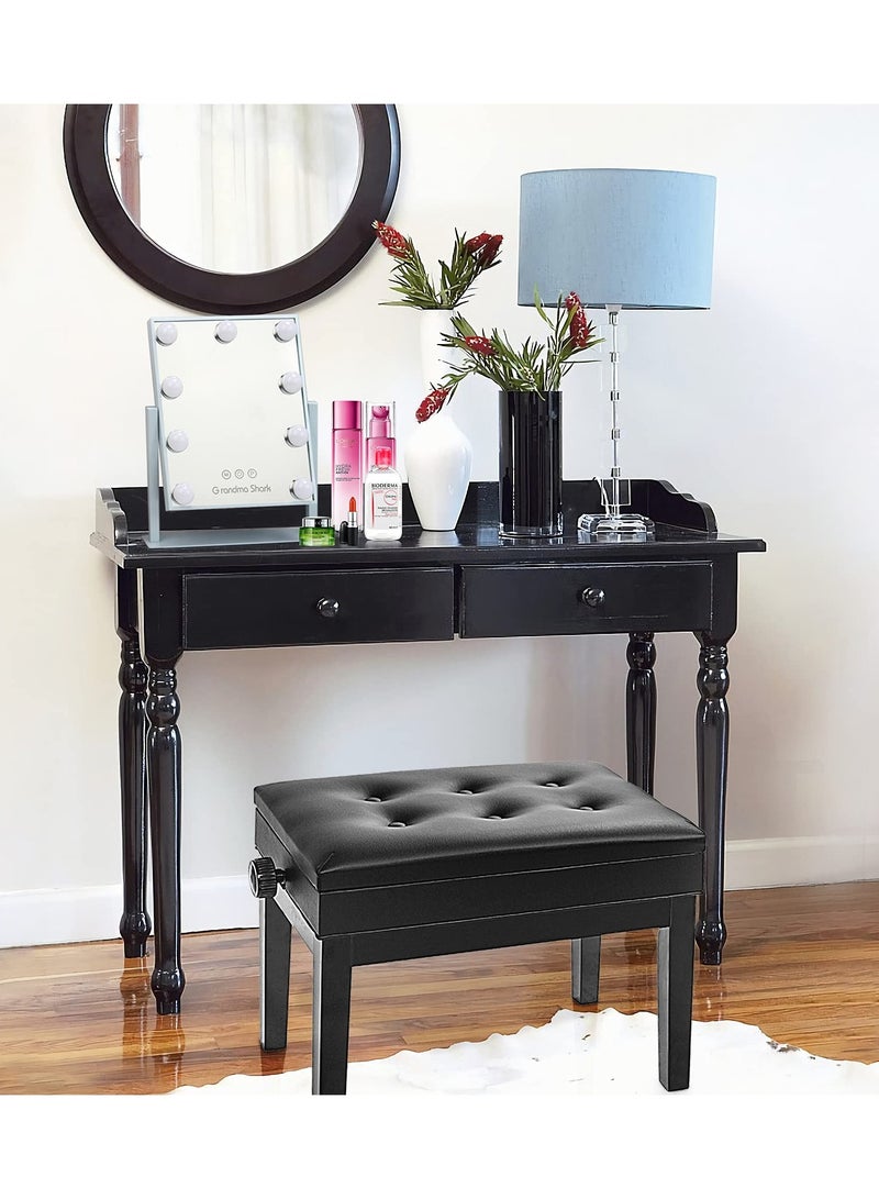 XiuWoo Piano Stool, Dressing Table Stool, Height Adjustable, Single Seat Keyboard Bench with Storage Compartment, Soft Faux Leather Padded Seat  - Image 2