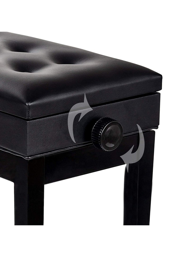 XiuWoo Piano Stool, Dressing Table Stool, Height Adjustable, Single Seat Keyboard Bench with Storage Compartment, Soft Faux Leather Padded Seat  - Image 4