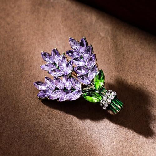 XFSAFDM 2pcs Brooch Pin For Women Lavender Flower Brooch Pins Crystal Rhinestone Glass Bouquet Brooch Lapel Brooches Jewelry Gift Accessories For Women - Image 5