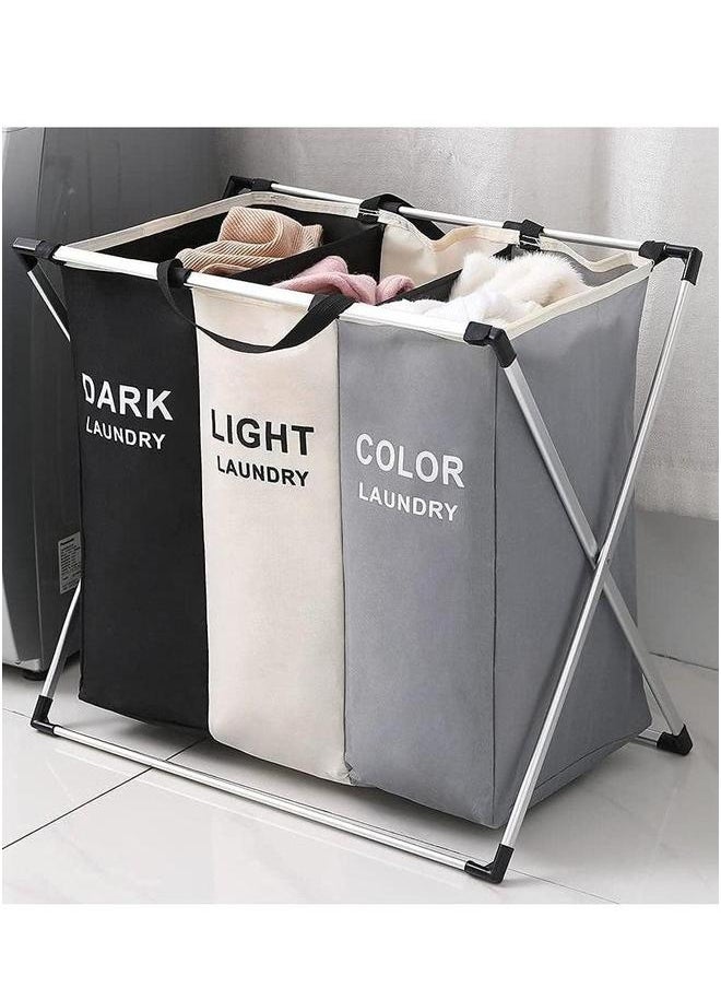 HOMESTAR Laundry Basket with Stainless Steel Frame, Foldable Collapsible Waterproof Laundry Basket, Laundry Hamper Bag Washing Bin Clothes Bag Organizer Storage Basket  - Image 1