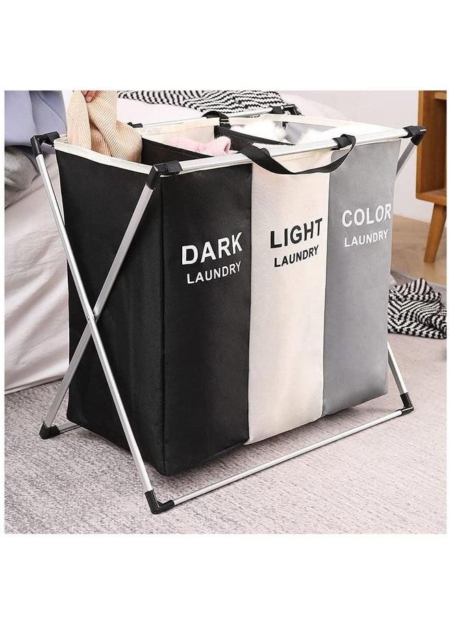 HOMESTAR Laundry Basket with Stainless Steel Frame, Foldable Collapsible Waterproof Laundry Basket, Laundry Hamper Bag Washing Bin Clothes Bag Organizer Storage Basket  - Image 2