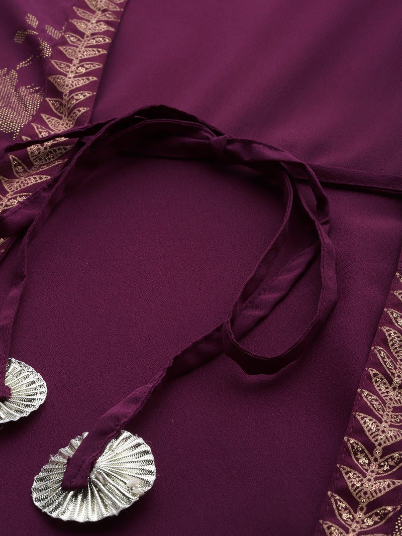 A plus by Ahalyaa فستان إثني بورجوندي للنساء - Image 5
