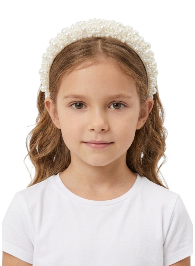 Bidani Faux Pearl Headband - Cream - Image 1