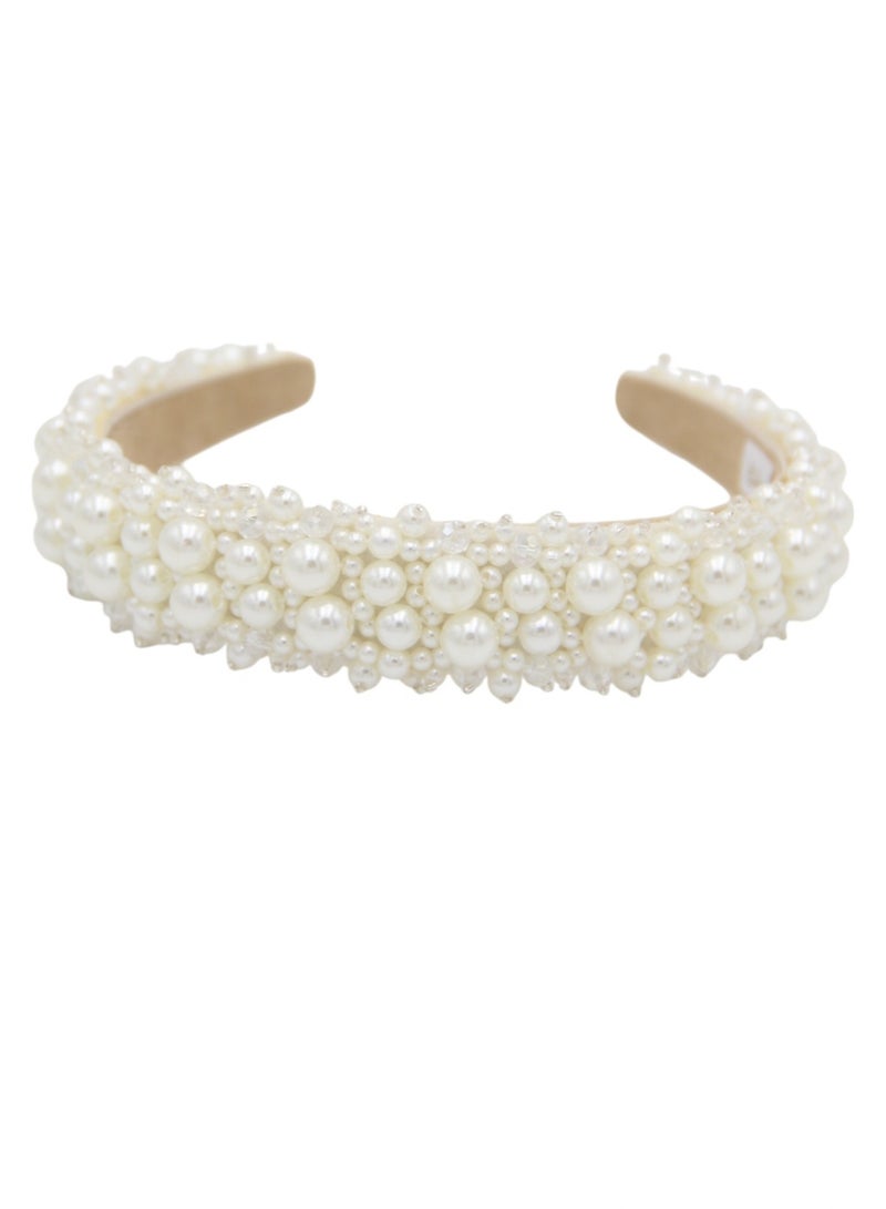 Bidani Faux Pearl Headband - Cream - Image 2
