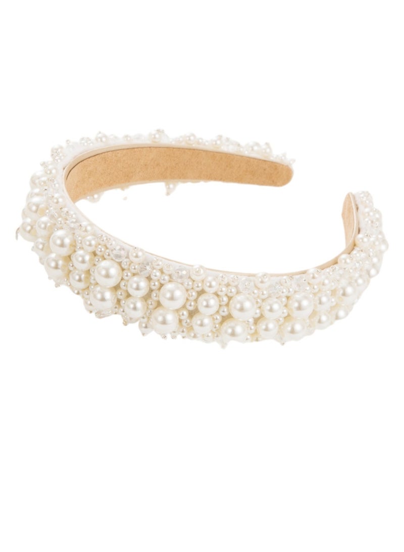 Bidani Faux Pearl Headband - Cream - Image 3