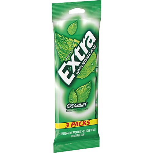 EXTRA Spearmint Sugar Free Chewing Gum 3 Pack Bulk Gum 45 Sticks Total LongLasting Fresh Breath Individually Wrapped - Image 5