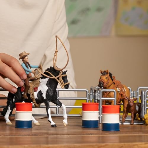 Schleich Farm World 42PC Rodeo Playset with Animal and Rider Figurines Cowboy and Cowgirl Action Figures with Cattle and Horse Toys Western Riding ScreenFree Toys Kids Ages 3 42679 - Image 3