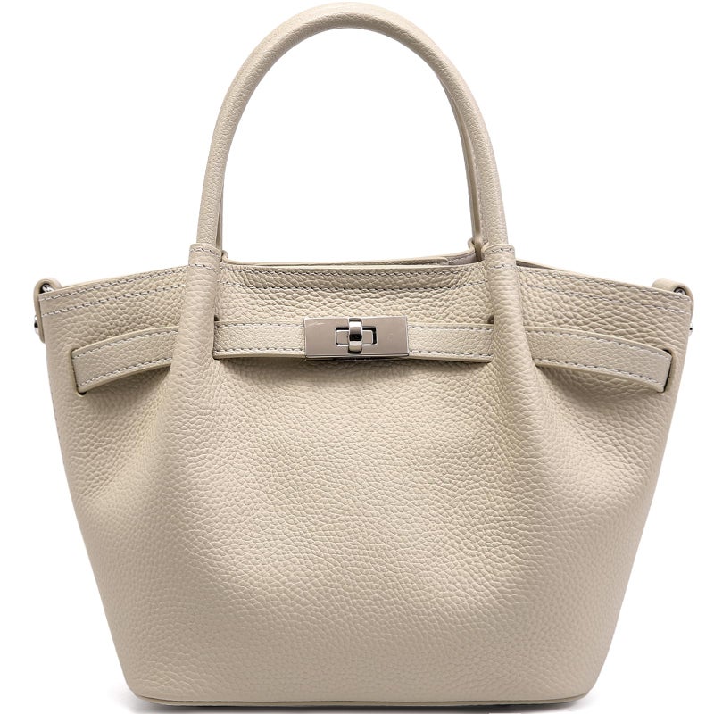 BOYATU Genuine Leather Bucket Bags for Women: Small Tote Purses for Ladies Luxury Designer Crossbody Satchel Handbags(Off-White) - Image 1