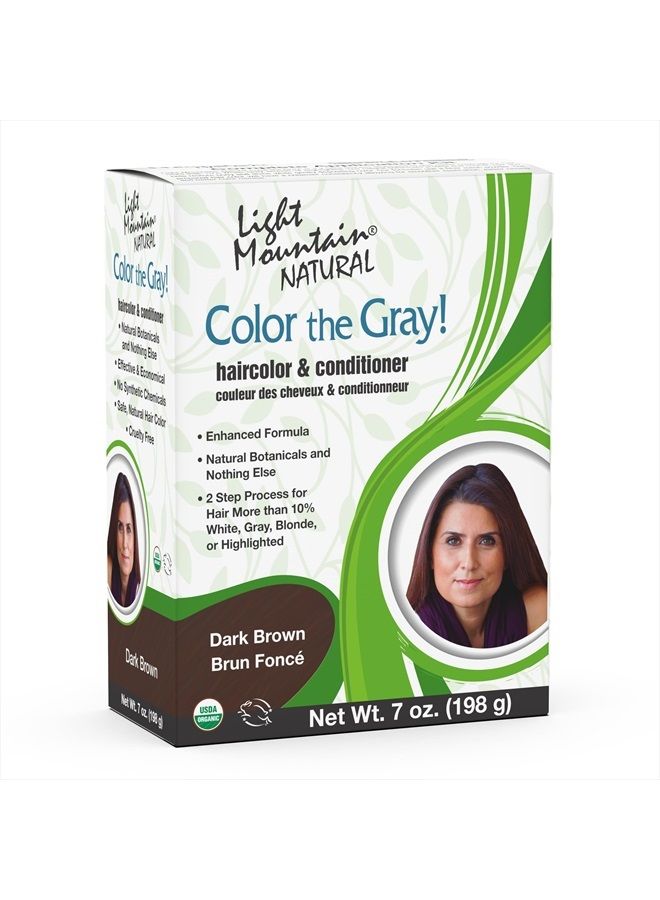 Light Mountain لون الشعر وبلسم الحناء من لايت ماونتن، صبغ الشعر الرمادي - صبغة شعر بني داكن للرجال/النساء، لون شعر شبه دائم خالي من المواد الكيميائية للشعر الأبيض، الرمادي، الأشقر، أو المميز، 7 أونصات - Image 1