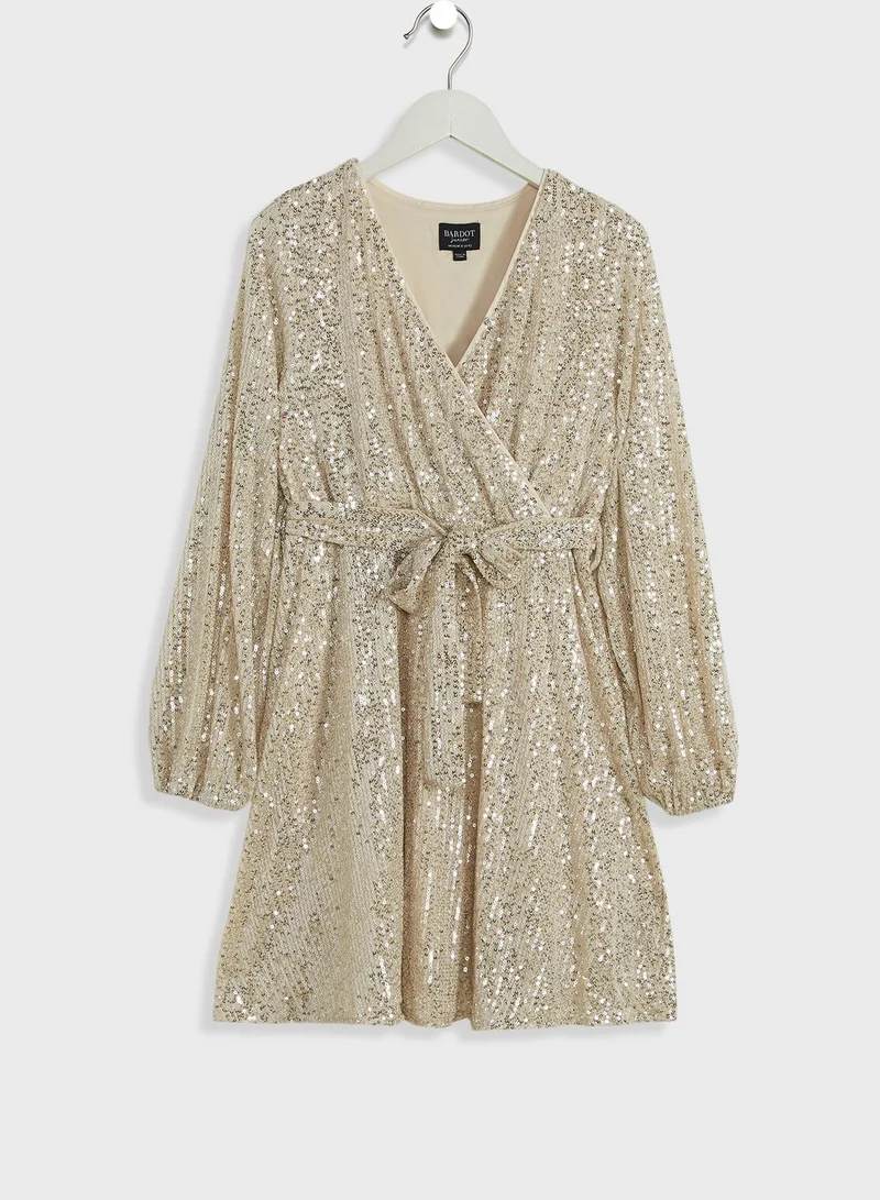 Bardot Junior Kids Sequin Wrap Dress