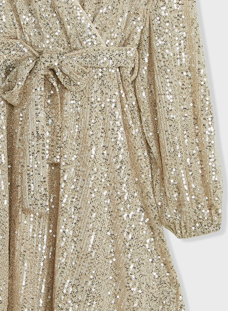 Bardot Junior Kids Sequin Wrap Dress