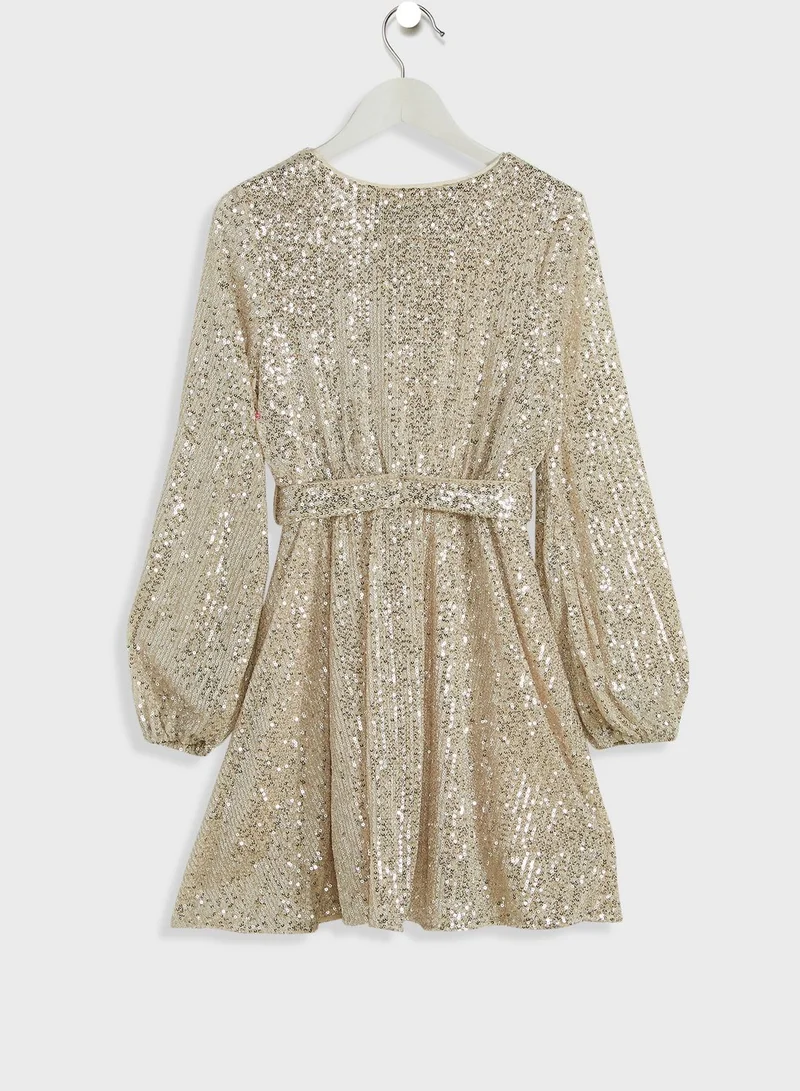 Bardot Junior Kids Sequin Wrap Dress