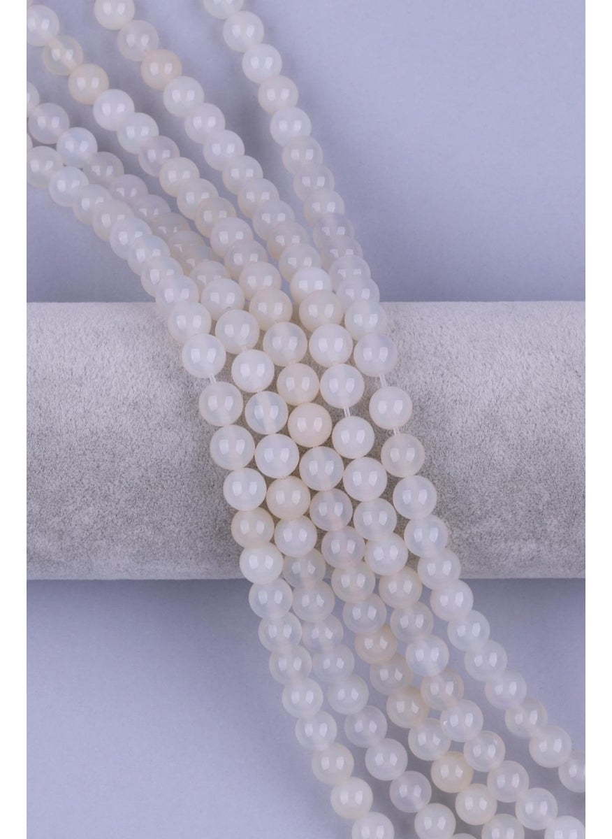 Güneş Avm Gunes Avm White Agate Natural Stone Series 8 mm Sphere Cut 